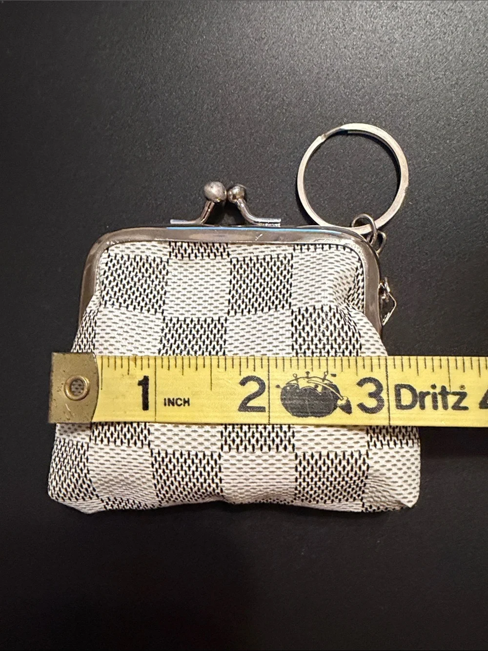 Classic Checkered kisslock Coin Purse Keychain